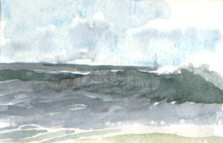Walter King: 'Fenwick Wave', 2003 Watercolor, Landscape.  Painted sitting on Fenwick Beach Delaware on thanksgiving break with my son Daniel who was on leave from the Air Force. We ate crabs later that day. ...