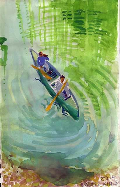 Artist Walter King. 'Canoe' Artwork Image, Created in 2014, Original Collage. #art #artist