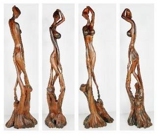 Khurshid Khatak: 'Divine Love', 2003 Wood Sculpture, Fantasy. The Song Of love, My love will hold you and keep you safe and warm, you are the only Oasis in my deserted life. ...