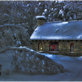 Wayne King: 'Moonlight on the Stone House', 2008 Color Photograph, Landscape. Artist Description:  A stonehouse in Groton, New Hampshire at Moonrise. A light burns in the window and the moonlight casts shadows and light on the new fallen snow. This image was a winner in the 2014 Annual Light and Space Competition. This image is part of an Open Edition. moon, ...
