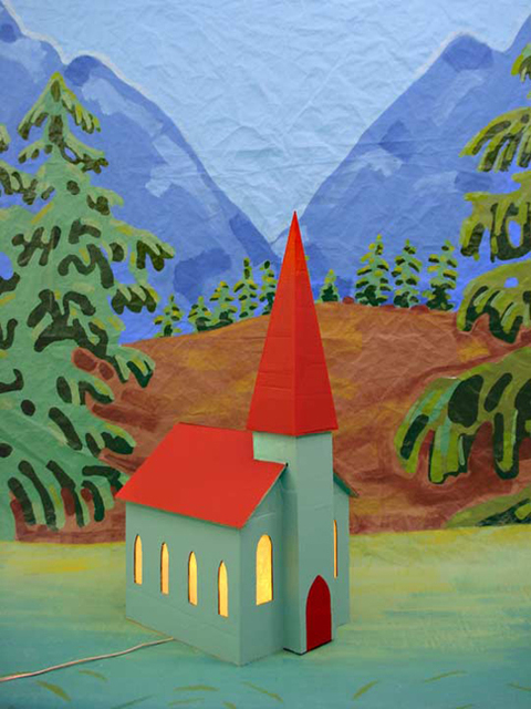 Artist Wayne Montecalvo. 'Church And Backdrop From Video Called Giant' Artwork Image, Created in 2008, Original Painting Acrylic. #art #artist
