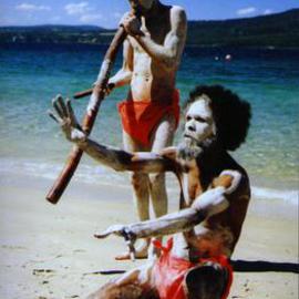Wayne Quilliam: 'BeachCeremony', 2000 Color Photograph, Culture. Artist Description: Aboriginal dancers performing an important dance at my brothers wedding in Tasmania...