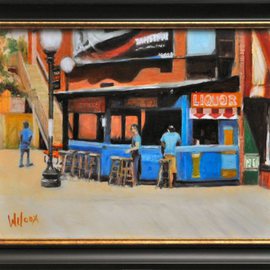 Wayne Wilcox: 'Beale Street Bar', 2011 Oil Painting, Cityscape. Artist Description:  Outdoor bar Beale Street Memphis     ...