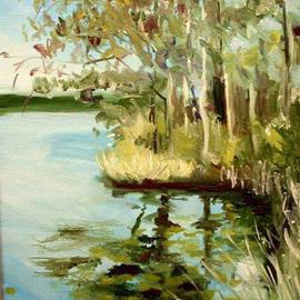 Wayne Wilcox: 'Lake Watercolor Morning', 2004 Oil Painting, Landscape. 