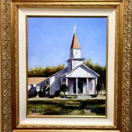 Wayne Wilcox: 'Randolph United Methodist Church', 2007 Oil Painting, Landscape. 