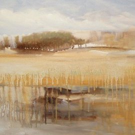 Wayne Wilcox: 'Riverside Afternoon', 2008 Oil Painting, Abstract Landscape. 