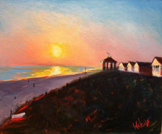 Artist Wayne Wilcox. 'Seaside Sunset' Artwork Image, Created in 2004, Original Photography Black and White. #art #artist