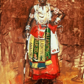 Joseph Weinzettle: 'Vodunsi', 2001 Oil Painting, Culture. Artist Description:  Painting of Vodunsi, an Amazon soldier of Dahomey, ca. 1700- 1800s in the Kingdom of Dahomey.     ...