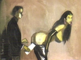 Harry Weisburd: 'ATIST SKETCHING BENDING MODEL 11', 2007 Watercolor, Erotic.  ORIGINAL WATERCOLOR ON STRETCHED CANVAS, 16 INCHES WIDE X 12 INCHES HIGHPRICE $850LIMITED EDITION OF 50, COLOR XEROX PRINT, 16 INCHES WIDE X 11 INCHES HIGH, SIGNED AND NUMBERED BY THE ARTIST.$75 EACH UNFRAMED ...