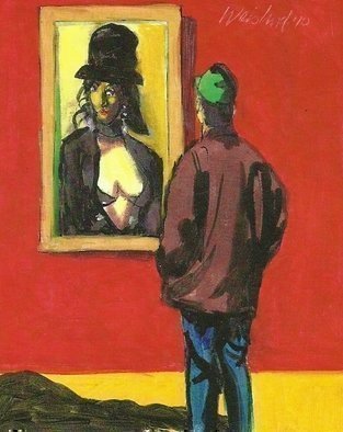 Harry Weisburd: 'Art Patron ', 2011 Watercolor, Culture.   Realism, Figurative, male, man , Art Gallery, Museum Wall, culture , erotic, female, woman sensual             ...