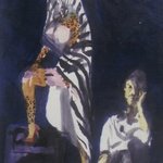 Artist with Model with Zebra Towel By Harry Weisburd