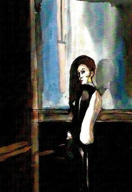 Harry Weisburd: 'Backless Gown ', 2013 Watercolor, Fashion.  Woman wearing a backless black evening gown  ...
