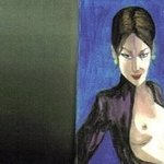 Bare Breasted Woman in Violet Dress By Harry Weisburd