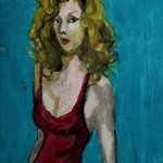 Blonde In Red  Dress By Harry Weisburd