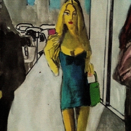 Blonde With Pnk Cell Phone  By Harry Weisburd