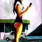 Cell Phone Addict In Short Shorts By Harry Weisburd