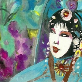 Chinese Opera Singer in Blue By Harry Weisburd