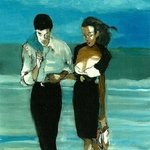 Couple In Black On The Beach 3D By Harry Weisburd