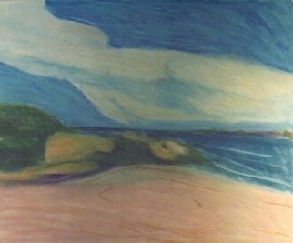 Harry Weisburd: 'Earth Goddess Hill by the Sea', 2001 Acrylic Painting, Abstract Landscape.  Ying/ Yang Series : Earth Goddess hill by the sea. Hill is form of a feminine form with clouds of Yin Energy Feminine forms. ...