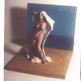 Harry Weisburd: 'Figure with White Towel', 2001 Ceramic Sculpture, Erotic. Artist Description: erotic figure on the beach...