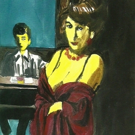 Model In Red Dress And Artist  3d, Harry Weisburd