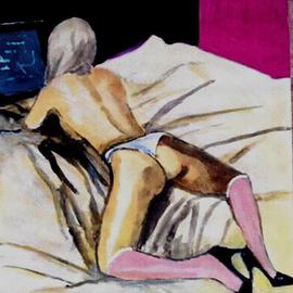Nude In Bed Watching Laptop  4 By Harry Weisburd
