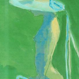 Nude With Blue Ribbons Hat By Harry Weisburd