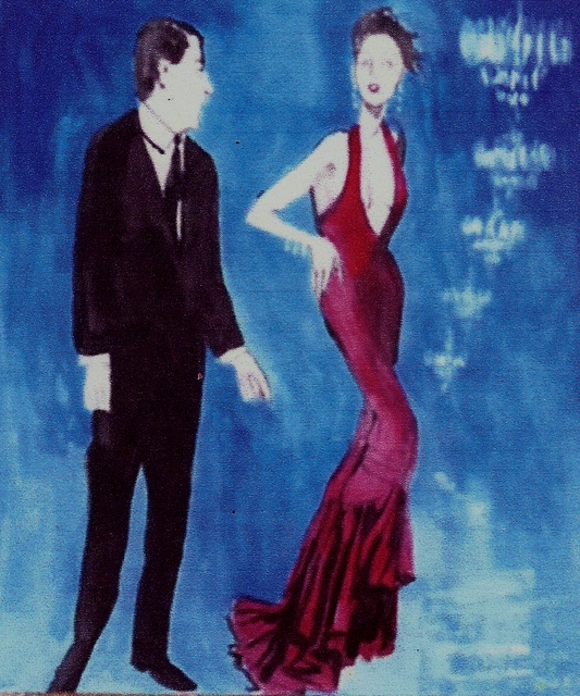 Artist Harry Weisburd. 'Red Gown Man And Chandelier' Artwork Image, Created in 2015, Original Pottery. #art #artist