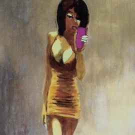 Selfie Woman in Gold Dress By Harry Weisburd