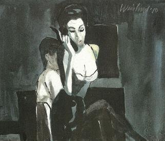 Harry Weisburd: 'The Connection 111', 2010 Watercolor, Love.   woman, female, erotic, love, romance, sex, man, male                                                                       ...
