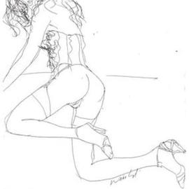 Harry Weisburd: 'White Teddy', 2001 Pen Drawing, Erotic. Artist Description: ORIGINAL PEN AND INK DRAWING...