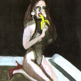 Woman Eating A Banana By Harry Weisburd