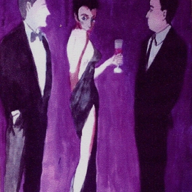 Woman In Backless Gown Holding Drink By Harry Weisburd
