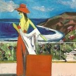 Woman In Orange Dress By The Sea 3d, Harry Weisburd