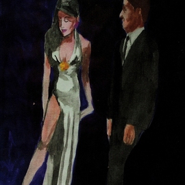 Woman In White Gown With Man   By Harry Weisburd