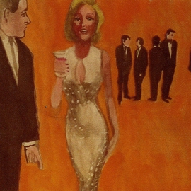 Woman In White  With Men By Harry Weisburd