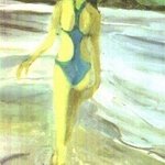 Woman Walking on the Beach By Harry Weisburd