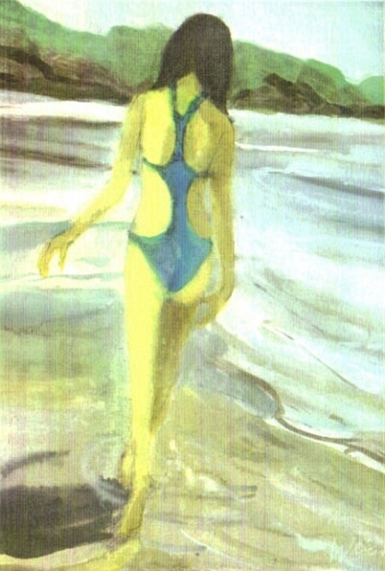Artist Harry Weisburd. 'Woman Walking On The Beach' Artwork Image, Created in 2008, Original Pottery. #art #artist