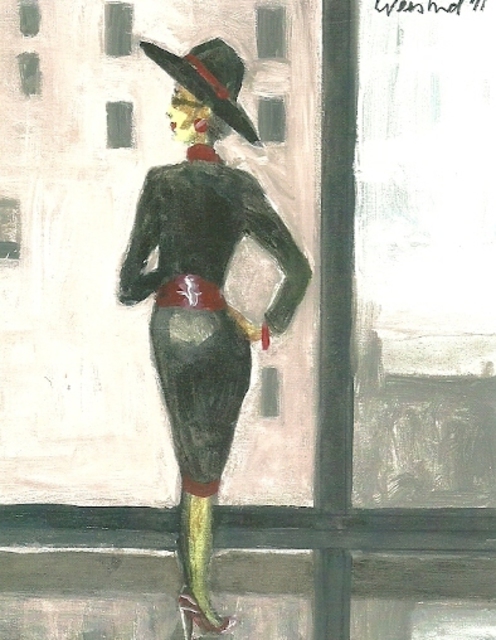 Artist Harry Weisburd. 'Woman In Black Cityscpae' Artwork Image, Created in 2011, Original Pottery. #art #artist