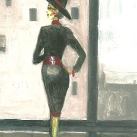 Woman in Black Cityscpae  By Harry Weisburd
