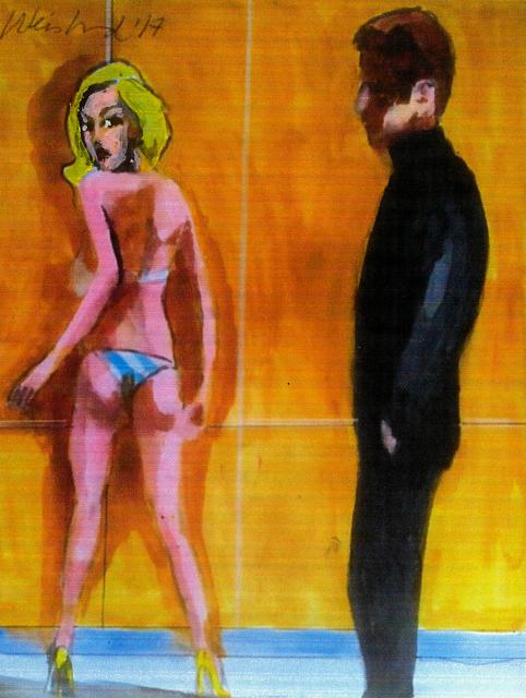 Artist Harry Weisburd. 'Artists And Blonde Model' Artwork Image, Created in 2017, Original Pottery. #art #artist