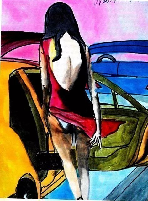 Harry Weisburd: 'blowin in the wind', 2019 Watercolor, Figurative. Artist Description: Woman s skirt blowing in the wind exposes her panties   Erotic ...