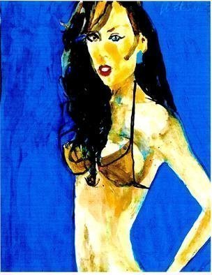 Harry Weisburd: 'gold bikini', 2020 Watercolor, Figurative. Sensual woman in Gold Bikini...