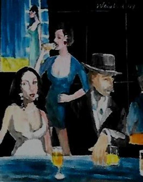 Artist Harry Weisburd. 'Homage To Manet Au Cafe' Artwork Image, Created in 2017, Original Pottery. #art #artist