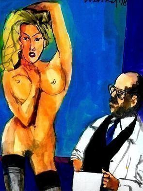 Harry Weisburd: 'homage to matisse and model', 2018 Watercolor, Celebrity. Artist Description: Homage to Matisse painting Model ...
