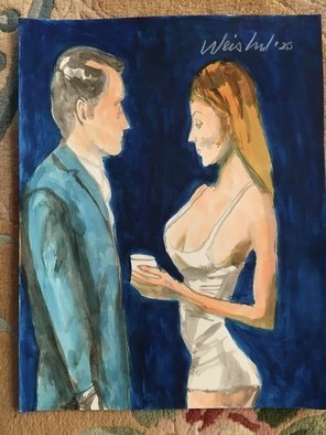 Harry Weisburd: 'sexy woman white slip', 2020 Watercolor, Figurative. Pen. Ink. Watercolor...