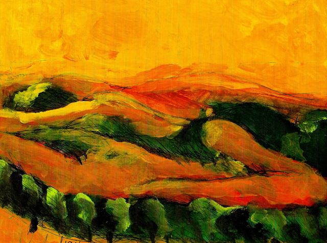 Artist Harry Weisburd. 'Sunset 2 Earth Goddess Hills' Artwork Image, Created in 2014, Original Pottery. #art #artist