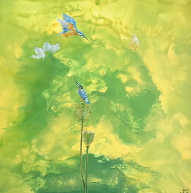 Artist Weixue Luo. 'Lotus 08' Artwork Image, Created in 2020, Original Painting Oil. #art #artist