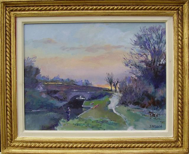 David Welsh  'Fishing On The Kennet And Avon Canal', created in 2012, Original Painting Oil.