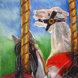 Wendy Goerl: 'Ill Follow You', 2013 Acrylic Painting, Americana. Artist Description:    An unusual angle I discovered of the carousel at my county fair. On canvas panel. Fits most 8x10